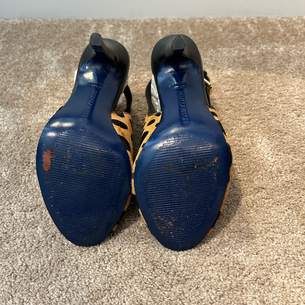Rebecca Minkoff Leopard Calf Hair Heels Size 6 1/2 M - Picture 7 of 8